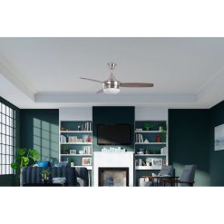 Alternative view of Harbor Breeze Beach Creek 44-in Brushed Nickel LED Indoor Downrod or Flush Mount Ceiling Fan with Light Remote (3-Blade)