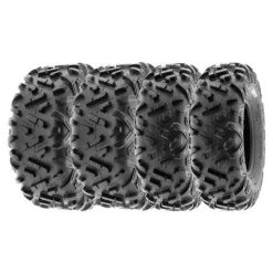 Sunf All Terrain ATV UTV Tires 25×8-12 25×10-12 6 PR A051 (Complete Full Set of 4), Black