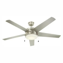 Home Decorators Portwood 60 in LED Indoor/Outdoor Brushed Nickel Ceiling Fan