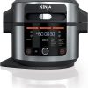 Ninja OL701 Foodi 14-in-1 SMART XL 8 Qt. Pressure Cooker Steam Fryer with SmartLid & Thermometer + Auto-Steam Release, that Air Fries, Proofs & More, 3-Layer Capacity, 5 Qt. Crisp Basket, Silver/Black