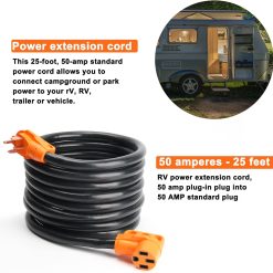 Alternative view of OPL5 50 Amp 25 Feet RV Power Extension Cord, Heavy Duty 14-50P to 14-50R Plug Receptacle Connector with Grip Handle 6AWG3C+8AWG1C, ETL Listed for RV Camper (50Amp to 50Amp 25FT)