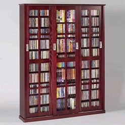 Alternative view of Leslie Dame MS 1050dc Mission Style Sliding Glass Door Multimedia Cabinet Dark Cherry