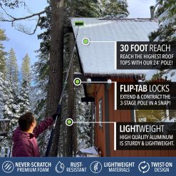 Alternative view of EVERSPROUT Never-Scratch SnowBuster 7-to-24 Foot (Up to 30 Ft Standing Reach) | Pre-Assembled Extendable Roof Rake for Snow Removal | Heavy-Duty Aluminum, Soft Foam Pad | Exclusive Push/Pull Design