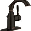Moen 84144BRB Sarona One-Handle Single Hole Rustic Farmouse Bathroom Sink Faucet with Optional Deckplate, Mediterranean Bronze