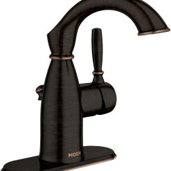 Moen 84144BRB Sarona One-Handle Single Hole Rustic Farmouse Bathroom Sink Faucet with Optional Deckplate, Mediterranean Bronze